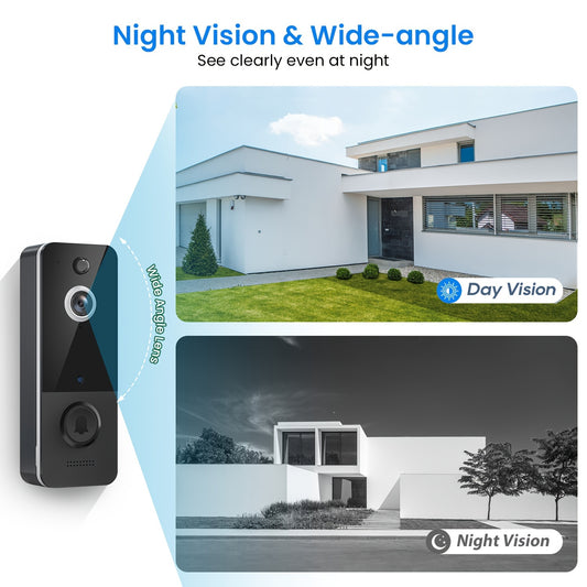 1pc Smart Wireless Video Doorbell Camera - AI Human Detection, HD Live Image, 2-Way Audio, Night Vision, Battery Powered, 2.4G WiFi, 100% Wire-Free & IP65 Waterproof Design