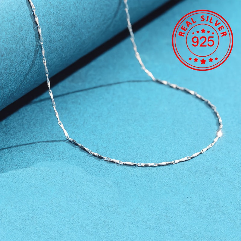 925 Sterling Silver Simple Clavicle Chain Necklace Hypoallergenic Minimalist Style Necklace For Women Girls Daily Wear