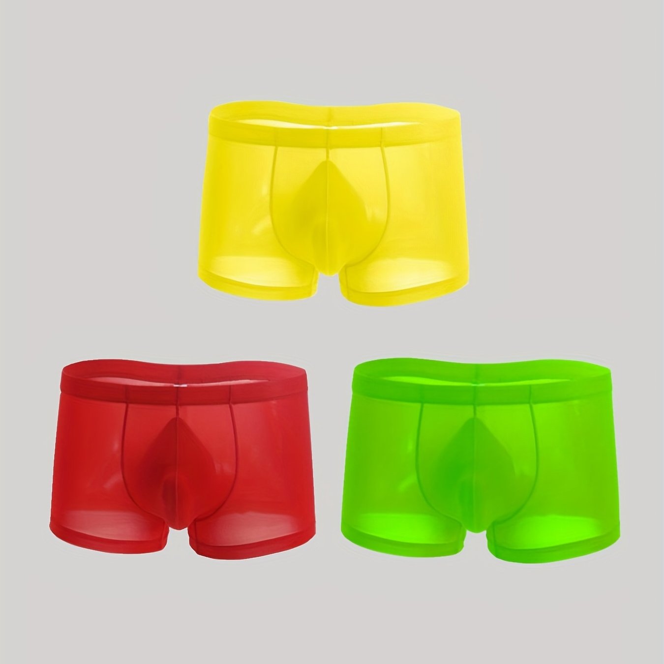 3 PACK Masculino Sexy Trendy Ice Silk Fino Respirável Confortável Cintura Baixa Cuecas Boxer Multicoloridas