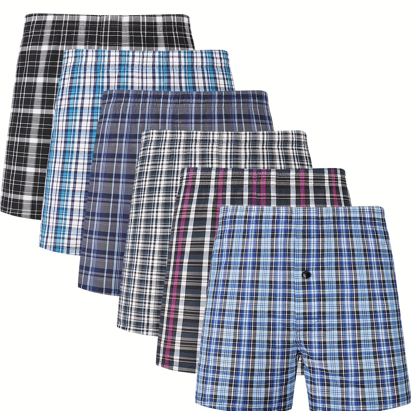 JupiterSecret 6\u002F10 Pcs Men's Woven Boxer Shorts Elastic Waistband Random Color