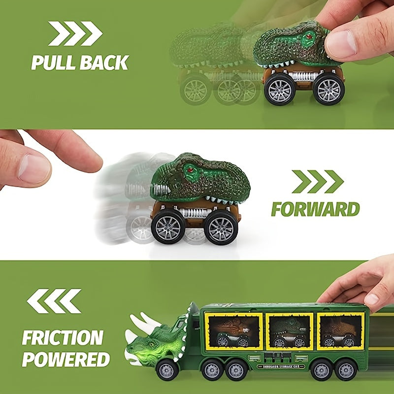 Dinosaur Toys 21pcs\u002F Pack Dinosaur Truck With 6 Pull Back Dinosaur Cars And Dinosaur Figure,Toys For Boys And Girls, Dinosaur Transport Carrier Truck Christmas Gifts