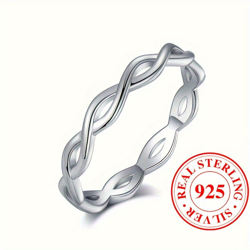 Bague d&#39;éternité en argent sterling 925, design entrelacé tendance, adapté aux hommes et aux femmes, bague de fiançailles et de mariage, bijoux de haute qualité