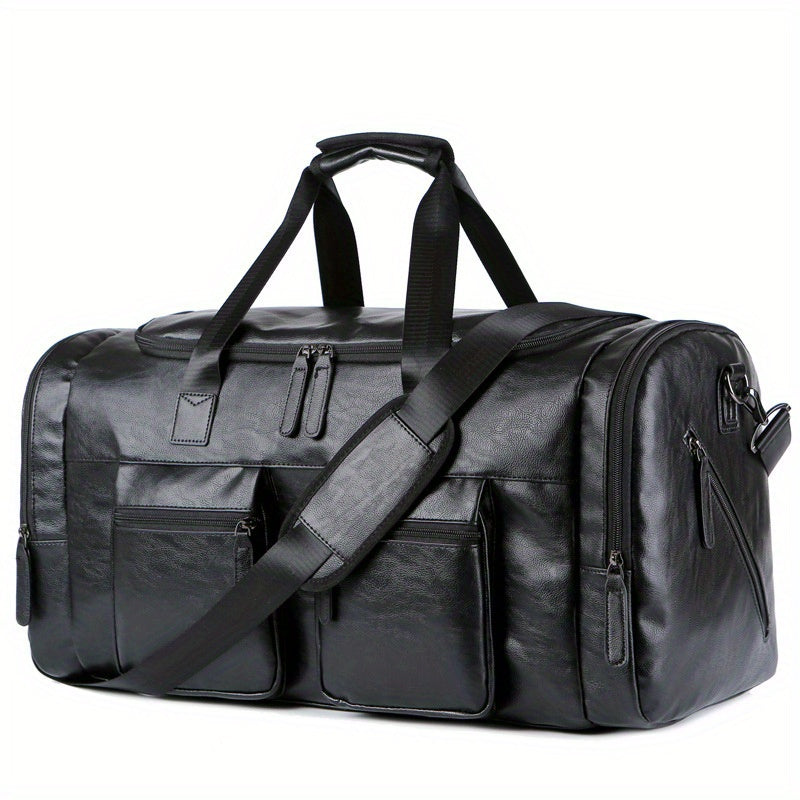 Men Quality PU Leather Travel Bags Carry On Luggage Bag Men Duffel Bags Handbag Casual Traveling Tote Large Weekend Bag
