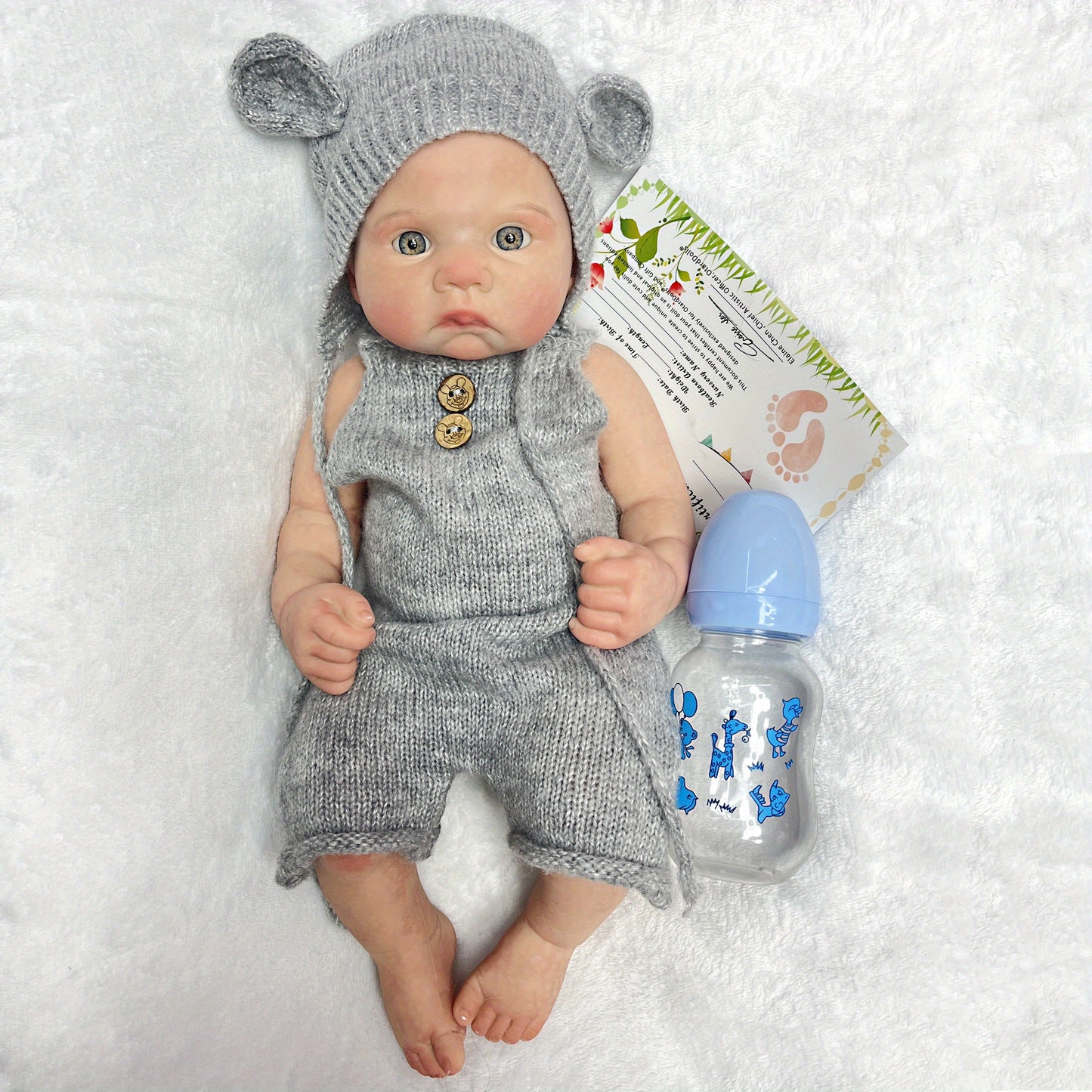 16 Inch Cute Silicone Reborn Doll, Full Body Soft Solid Silicone Bebe Reborn Dolls, Oil Painted Newborn Baby Dolls, Birthday Gift, Christmas Gift