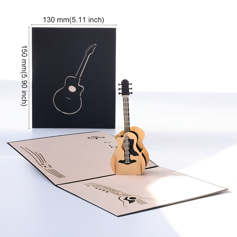 3D Guitar Greeting Card Birthday Card Creative Hand-carved Paper Card Gifts Graduation Holiday Message Card