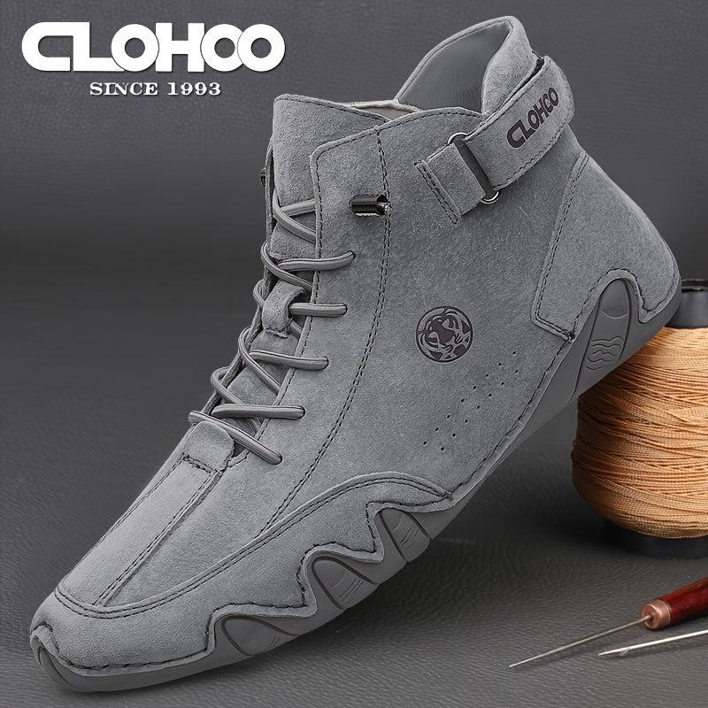 CLOHOO PLUS SIZE Men's Trendy Ankle Boots With Or Without Warm Plush Lining, Comfy Non Slip Casual Shoes