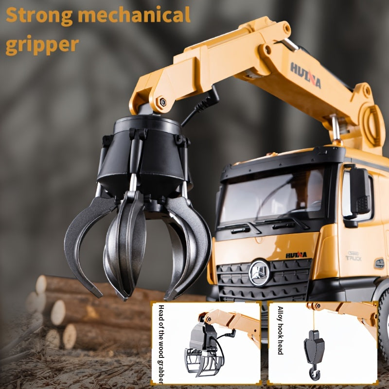 3-in-1 1:14 Twenty-six Channels Extra Large Alloy Remote Control Dump Truck,Construction Vehicle Toy With Two Grabbers And One Hanging Hook