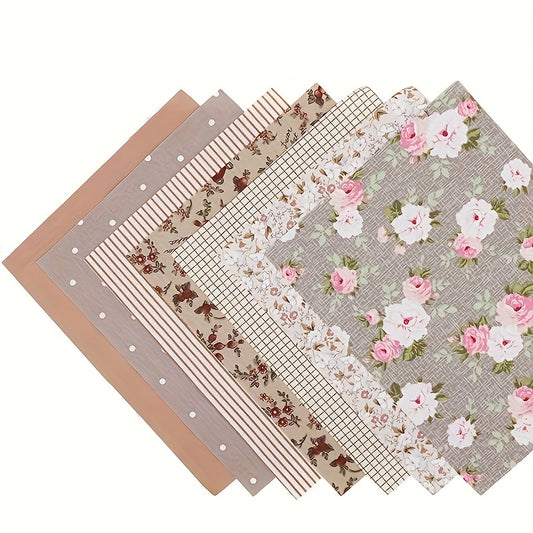 7pcs\u002Fset Vintage Floral Cotton Fabric, Assorted Pre Cut Fabric Bundle For DIY Handmade Bow, Clothing Craft, Doll Clothes And DIY Sewing Patchwork