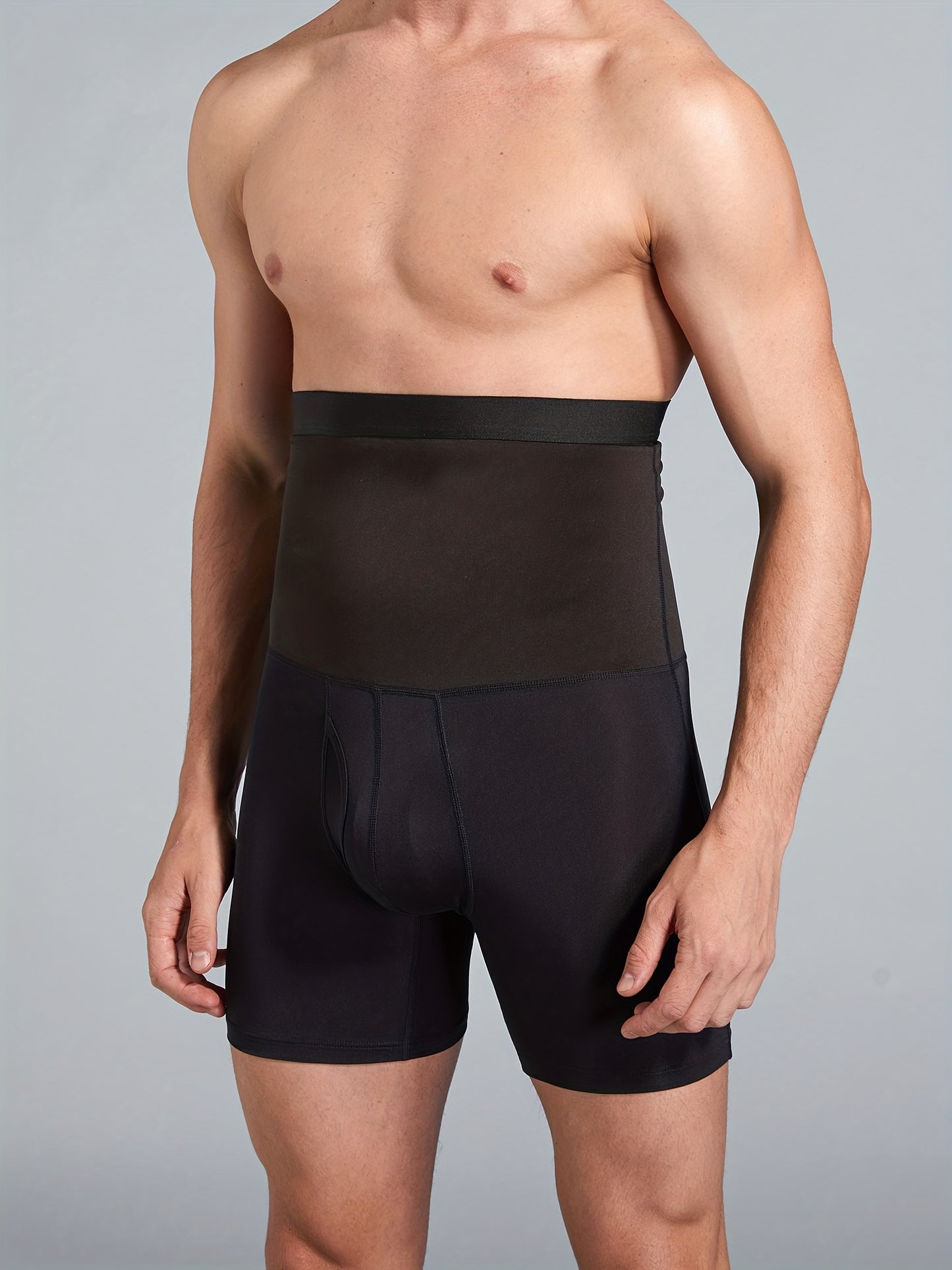 Men's High Waist Shapewear Shorts, Compression Body Shaper, Tummy Control Slimming Bodysuit