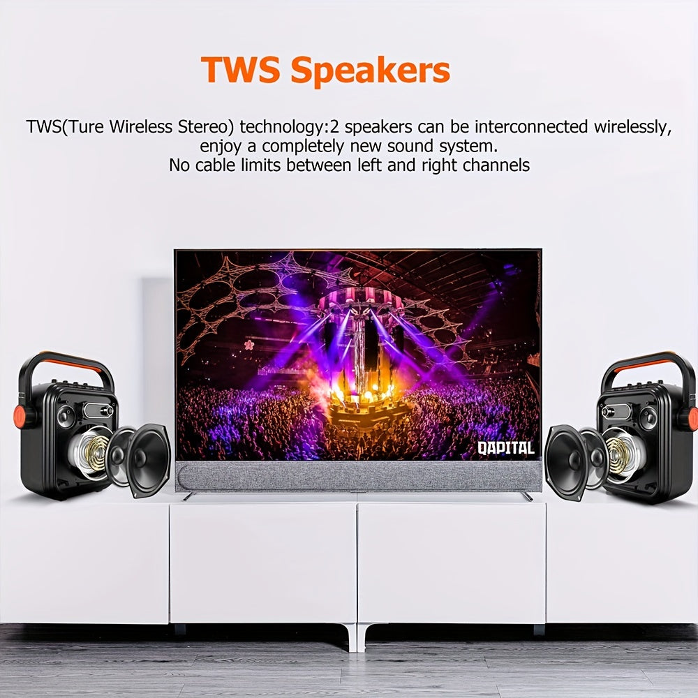 2023 Karaoke Speaker Machine For Adults With 2 UHF Wireless Microphones, TWS, FM Radio, Audio Recording - PA Speaker System Supports Wireless Connect\u002FAUX\u002FUSB\u002FTF Card For Party, Meeting, Wedding