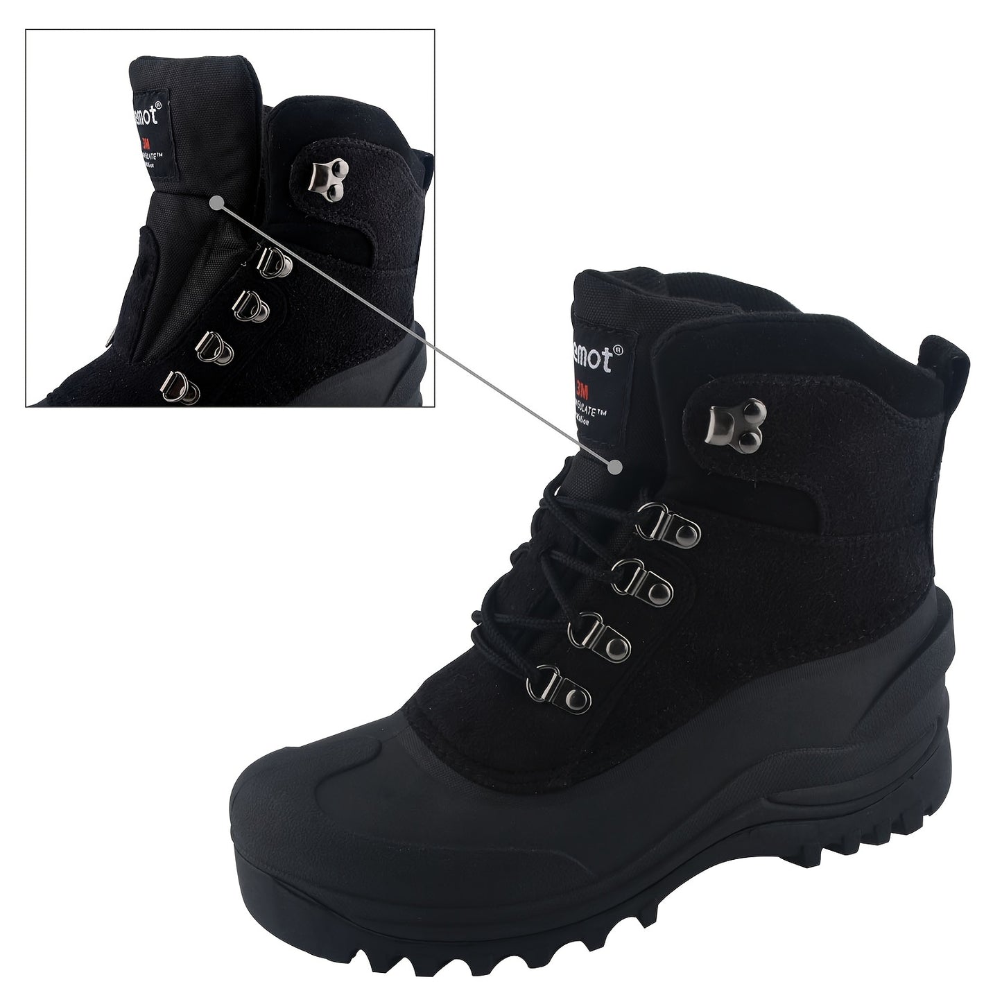 Men's Warm Fluffy Lining Waterproof Shoes Wear-resistant Non-Slip Snow Boots For Winter