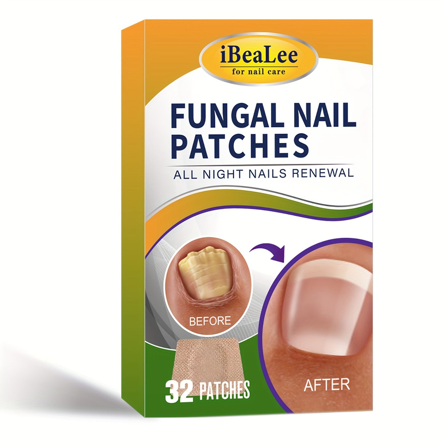 32pcs Fungal Nail Patches,Extra Strength Toenail Fungus Treatment For Toenail Or Fingernail,Nail Repair Patches, Nail Renewal Patches For Damaged & Discoloration Nail,Fast And Effective Fingernails & Toenails Care