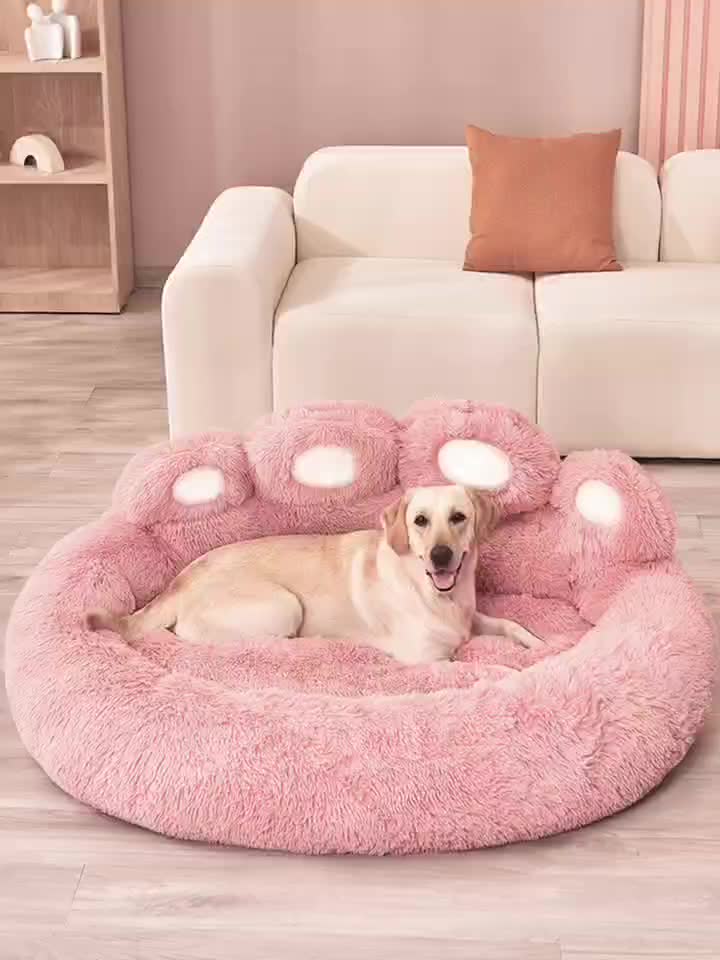 Acogedora cama para mascotas Bear Paw para perros y gatos-Solución para dormir suave y cómoda para tu amigo peludo