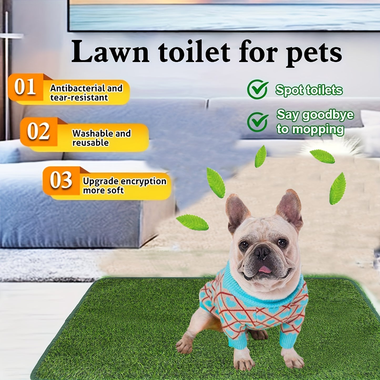 Artificial Grass Pad Dog Grass Mat, Breathable And Washable Dog Potty Training Mat For Outdoor, Reusable Dog Pee Grass Pad