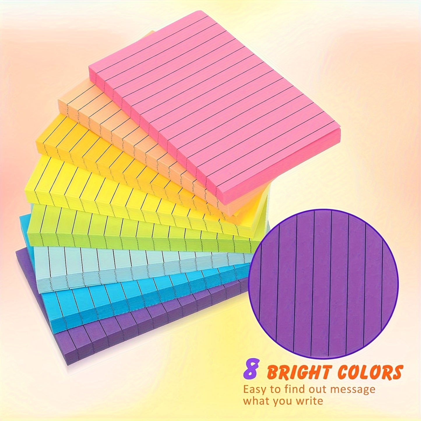 8 Packs Lined Sticky Notes 800 Sheets 3 X 5 Sticky Note Pastel Pop Sticky Memo Pads Bright Self Stick Paper Post Pad For School Office Supplies Easy To Post And Clean Removal