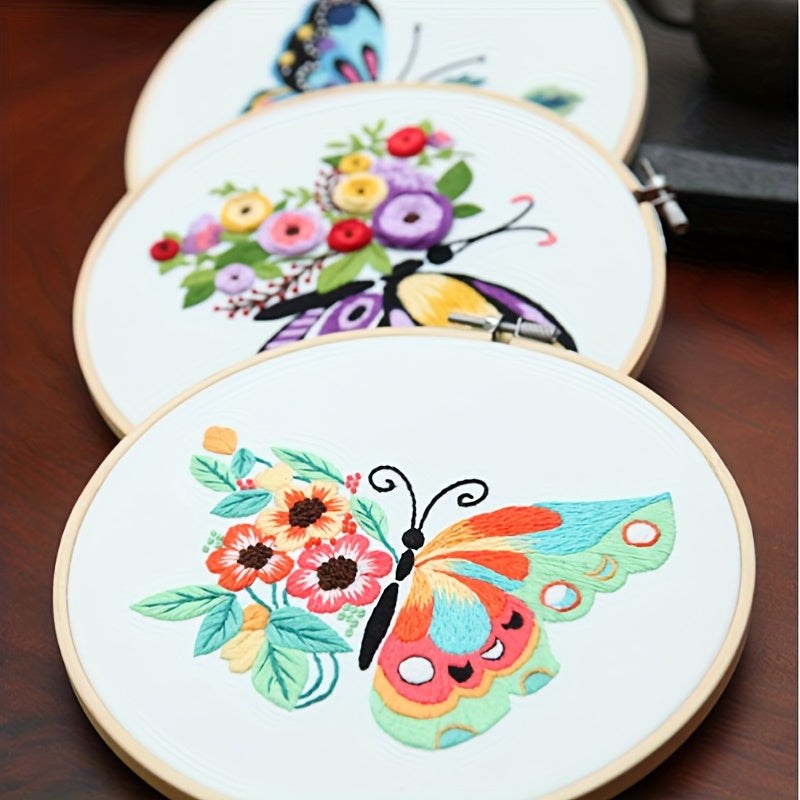 3pcs Handmade Beginners DIY Craft Embroidery Cross Stitch Kit Set Flower Pattern Gift