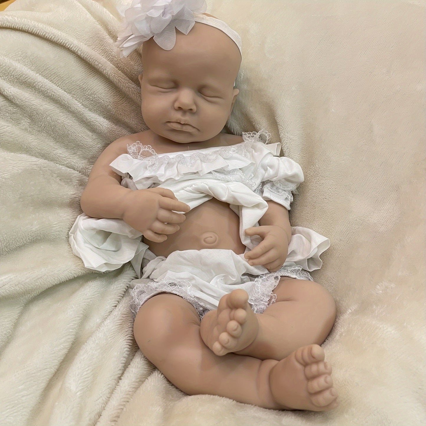 19.69inch Unpainted Silicone Girl Bebe Reborn Dolls Lifelike Sleeping Full Body Soft Solid Silicone Reborn Dolls For Collection Series Boneca Reborn Corpo De Silicone