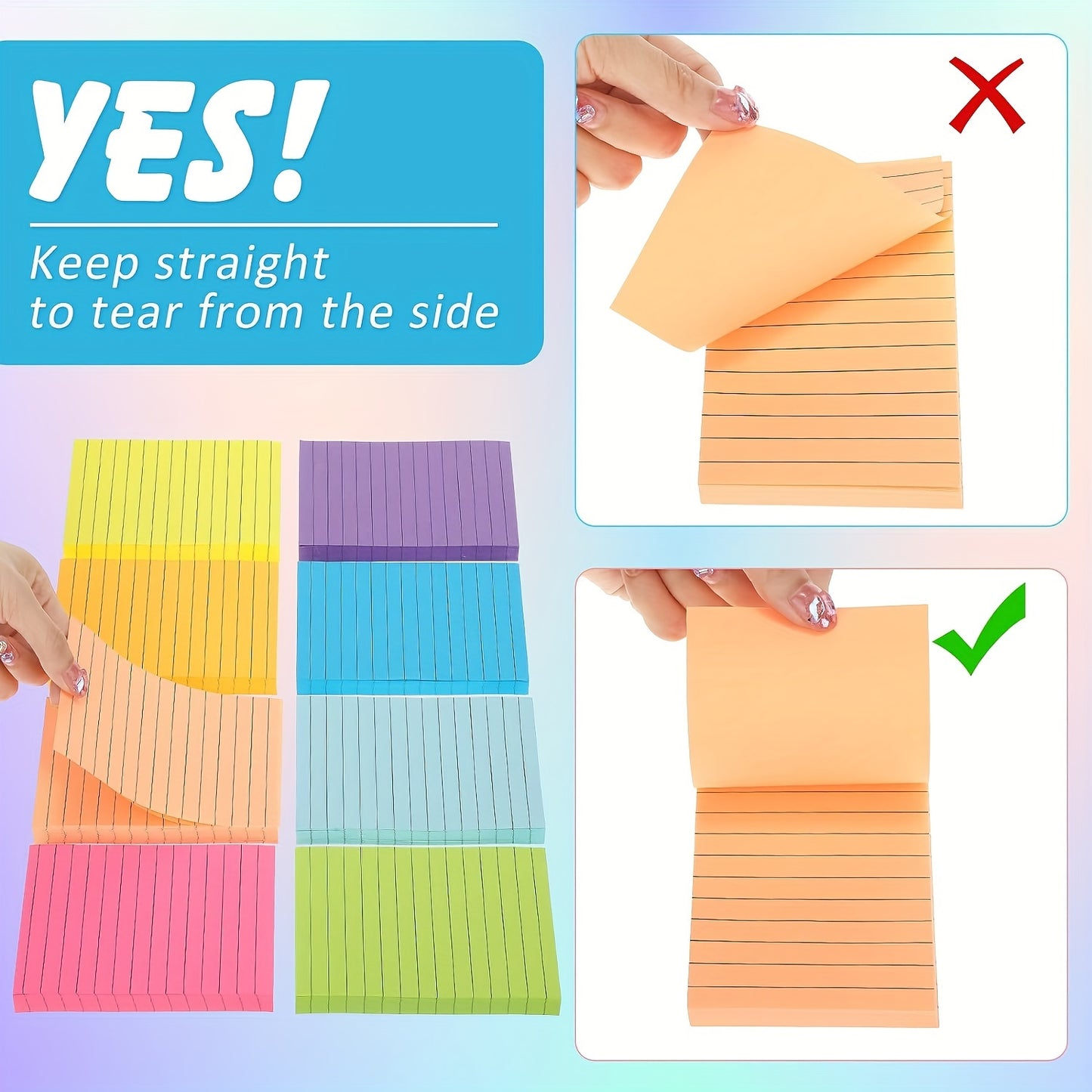 8 Packs Lined Sticky Notes 800 Sheets 3 X 5 Sticky Note Pastel Pop Sticky Memo Pads Bright Self Stick Paper Post Pad For School Office Supplies Easy To Post And Clean Removal