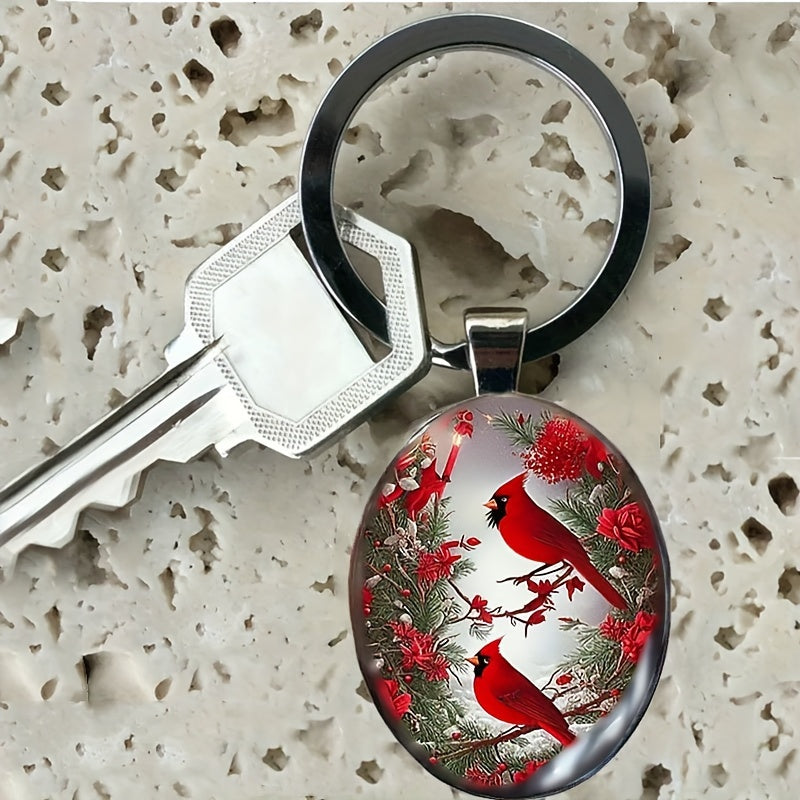 Cardinal Bird Keychain Cute Alloy Key Chain Ring Purse Bag Backpack Charm Accessories Jewelry Gift