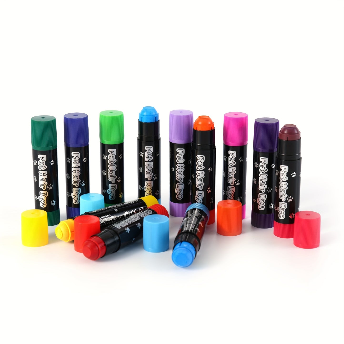 12 Colors Disposable Dog Hair Dye Paint Temporary, Pet Fur Markers Non Toxic Safe Hair Color Painting Styling Crayon