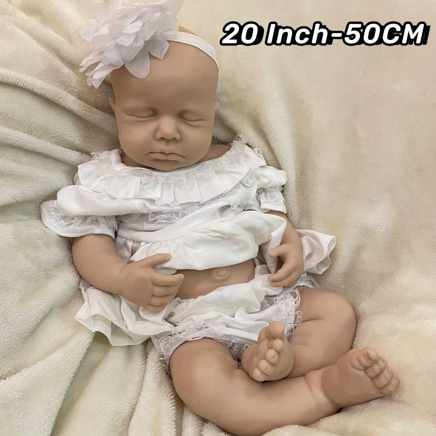 19.69inch Unpainted Silicone Girl Bebe Reborn Dolls Lifelike Sleeping Full Body Soft Solid Silicone Reborn Dolls For Collection Series Boneca Reborn Corpo De Silicone