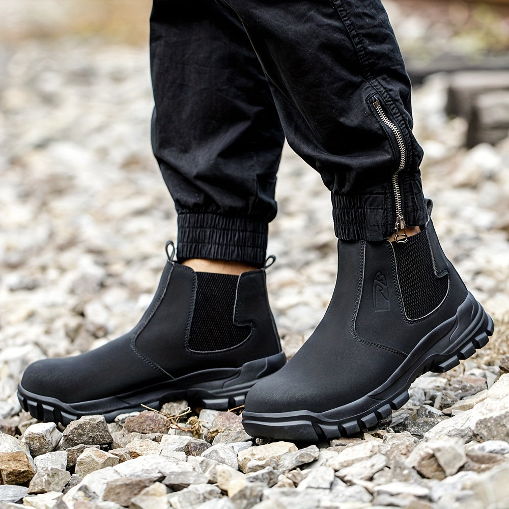 Botas duraderas sólidas de moda del trabajo de los hombres del TAMAÑO MÁS, zapatos ocasionales antideslizantes comfy para las actividades al aire libre de los hombres