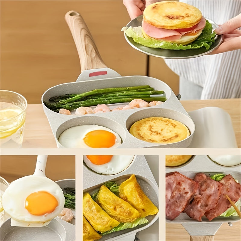 1 Pc Household Four-hole Frying Pan Kitchen Pan Non-stick Pan Breakfast Egg Hamburger Small Frying Pan Steak Pot