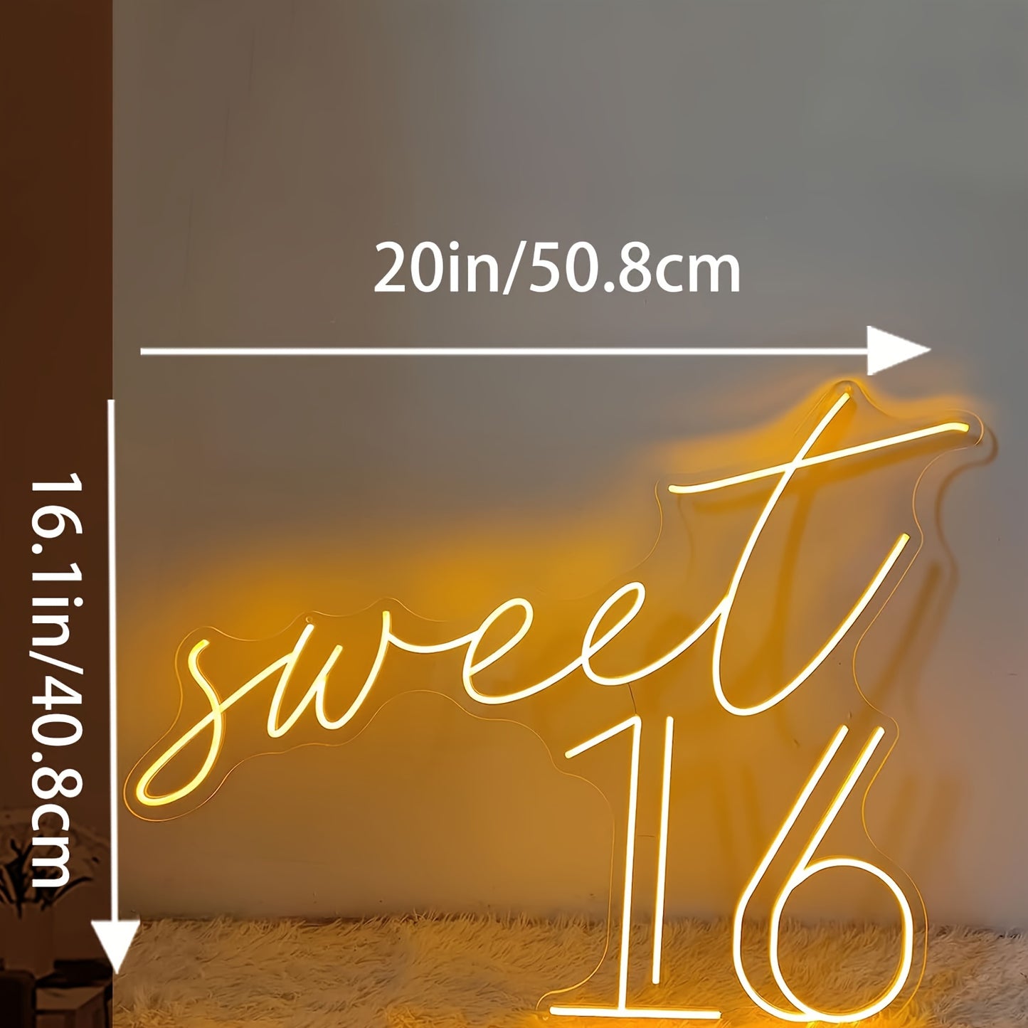 1pc Sweet 16 enseigne au néon pour la décoration murale, Led néon pour Bachelorette Party, créatif néon pour la fête de mariage d'anniversaire