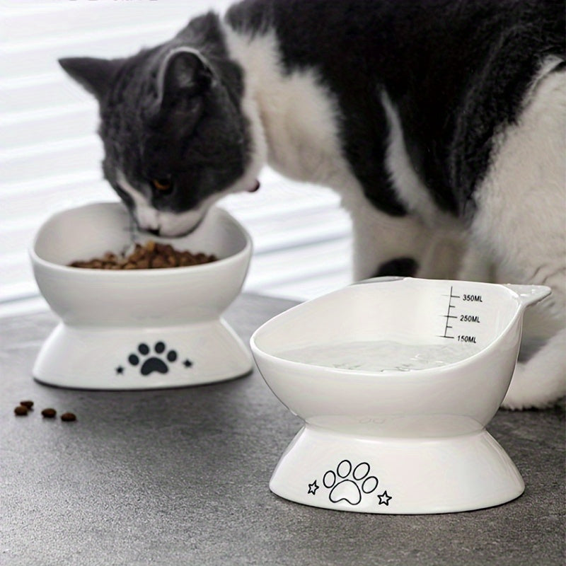 Cuenco de cerámica del gato del alto pie para la protección cervical del gato, fuentes del animal doméstico