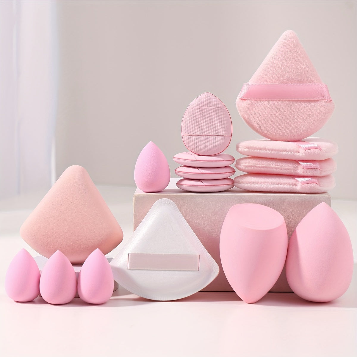 16pcs Makeup Sponge And Make Powder Puffs Set, Cotton Candy Makeup Blender For Face Makeup,Suitable For Cream & Powder Concealer, Loose Powder Makeup Applicator Face Makeup Beauty Tool