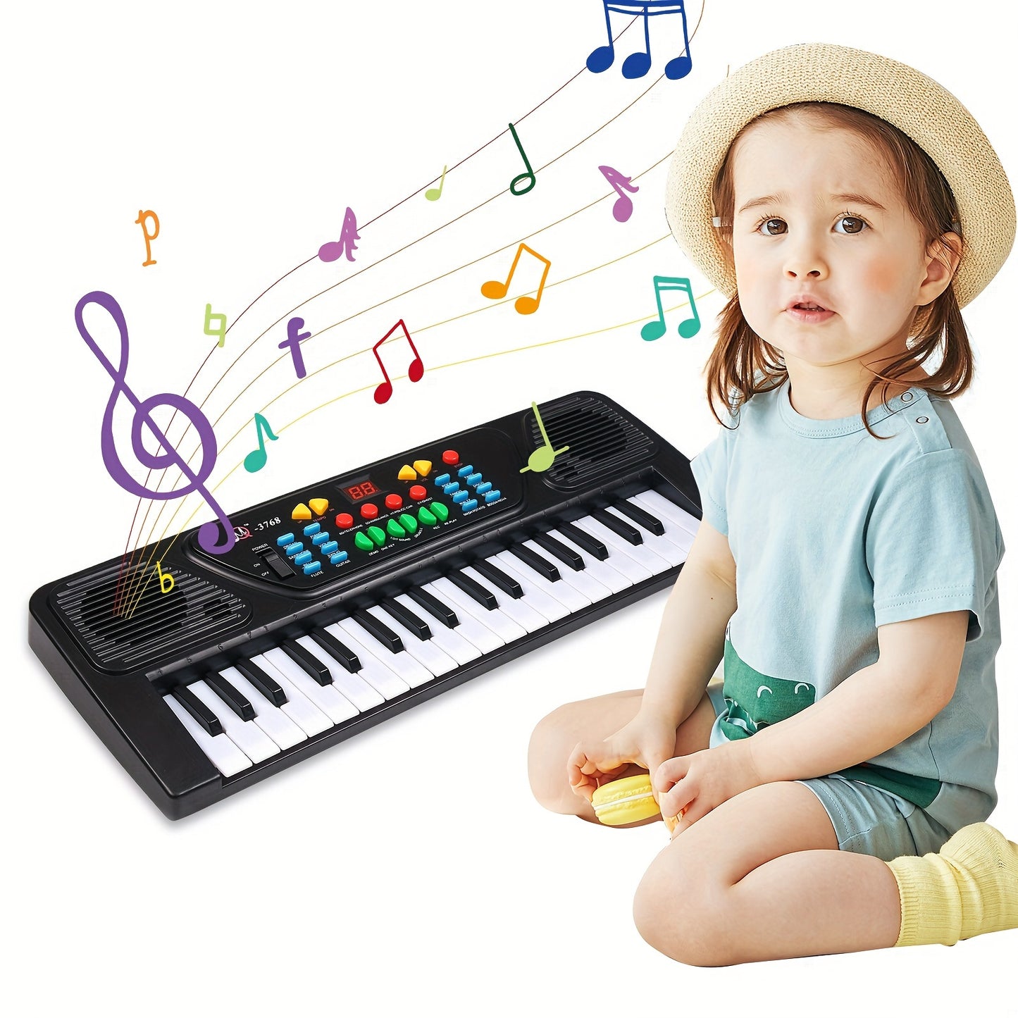 ¡Teclado de piano electrónico de un solo canal de 37 teclas: instrumentos musicales portátiles, regalos de educación de cumpleaños, juguetes de música adecuados para niños y niñas de 3, 4, 5, 6, 7 años, Navidad, regalos! con micrófono