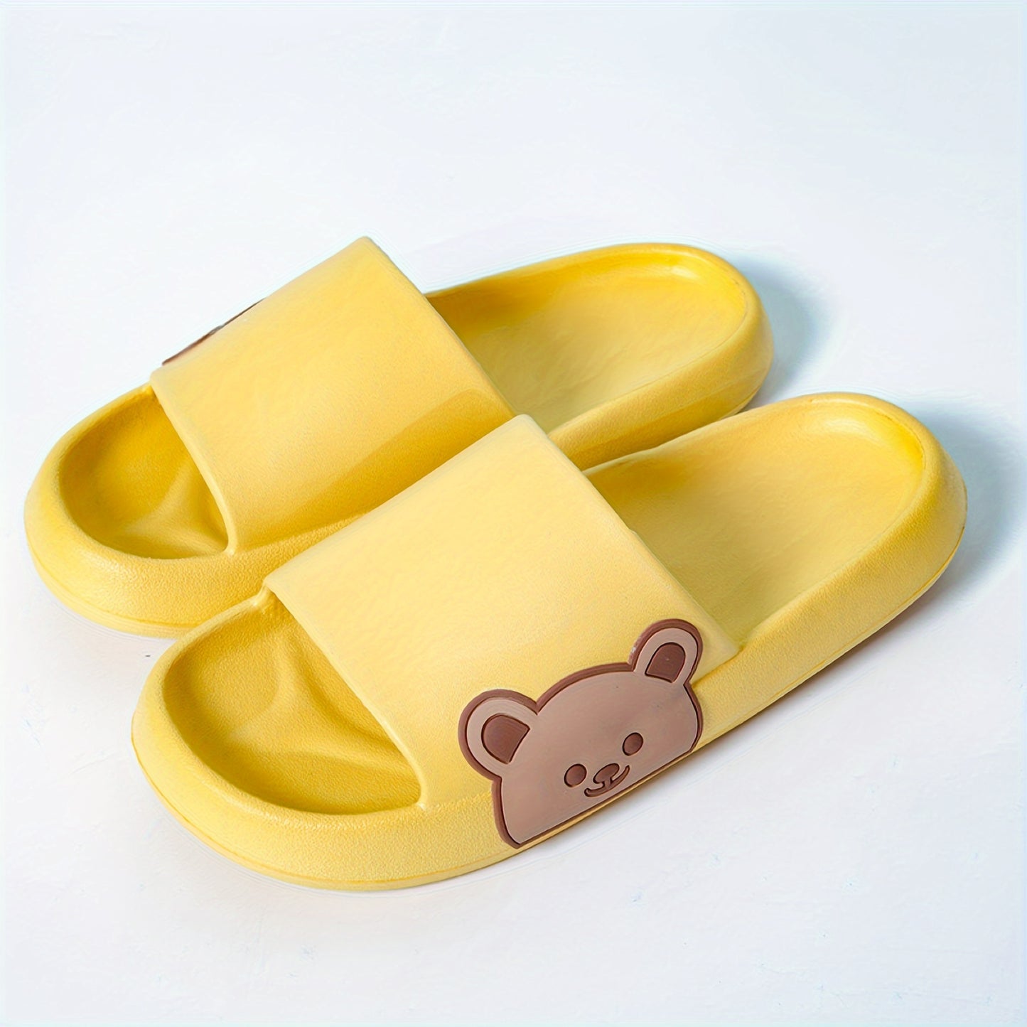 Cute Cartoon Bear Unisex Slide Shoes, Casual Soft Sole EVA Bathroom Shoes, Anti-Slip & Anti-Odor Slides