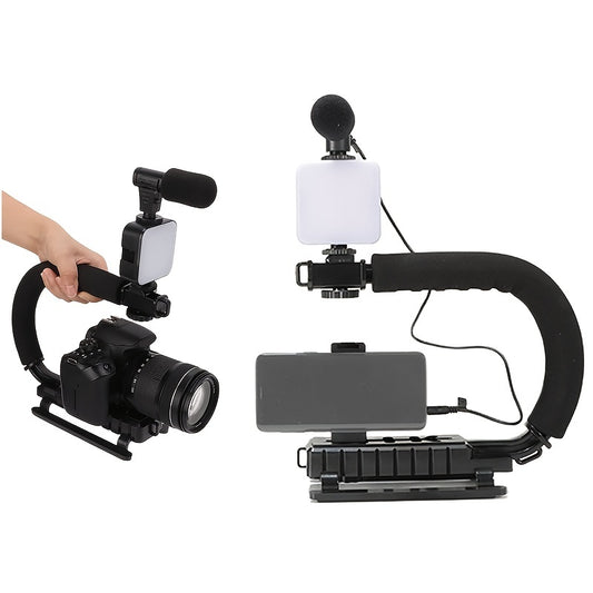 Portable Condenser Microphone & LED Fill Lights - Perfect for Live Streaming, Interviews & Podcasts!