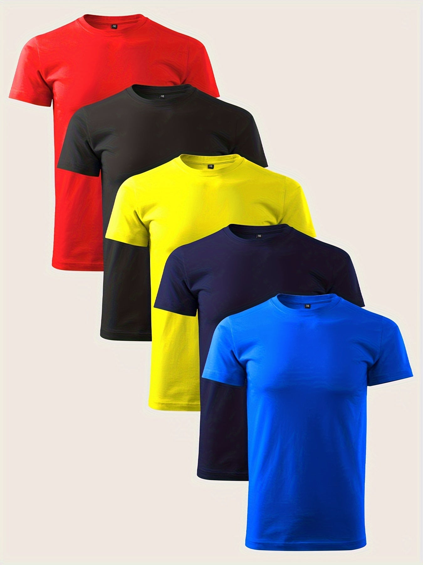 Plus Size Men's 5Pcs Tees, Casual Sports T-shirts, Quick Dry Breathable Tees For Summer, Men's Clothing