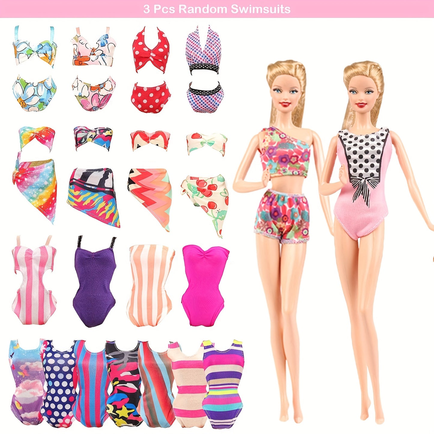 31Pack Doll Clothes And Accessories 5pcs Fashion Dresses 3pcs Gown Dresses 3 Bikini Swimsuits 5 Outfits 10 Shoes 5 Glasses For 11.5 Inch Doll