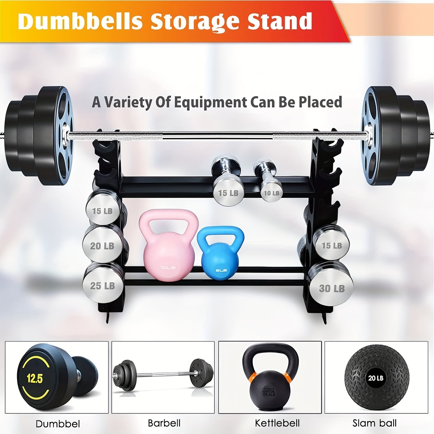 5 Layers Dumbbell Rack, Dumbbell Weight Rack, Weight Storage Organizer - Max Weight Bearing 700LBS - 1pc