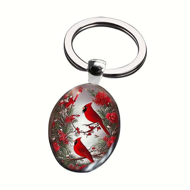 Cardinal Bird Keychain Cute Alloy Key Chain Ring Purse Bag Backpack Charm Accessories Jewelry Gift