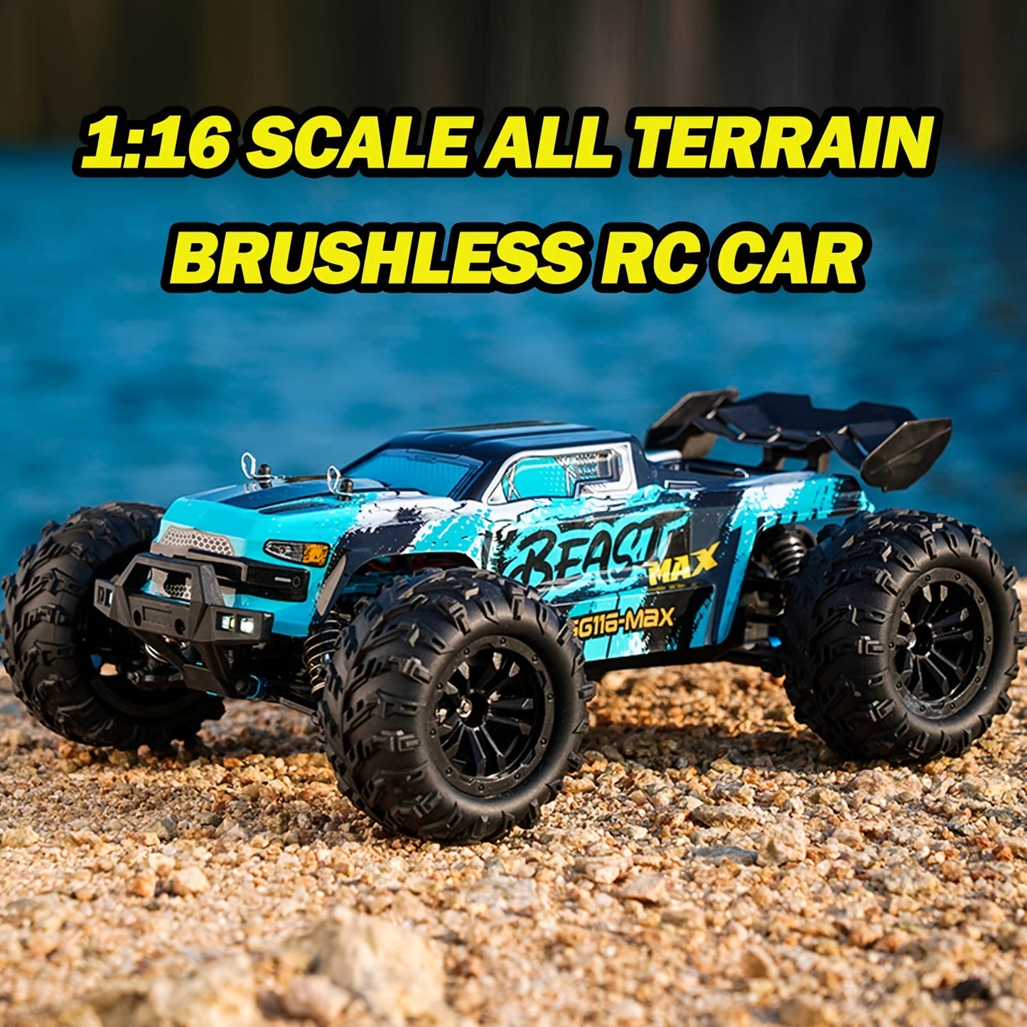 Escala del 1:16 todos los coches rápidos sin cepillo del terreno RC, camión de alta velocidad de 4WD Off Road con el modo ligero de 3 LED, tiempo que juega de 40 minutos, el vehículo de la dirección de 17G Digitaces juega regalos