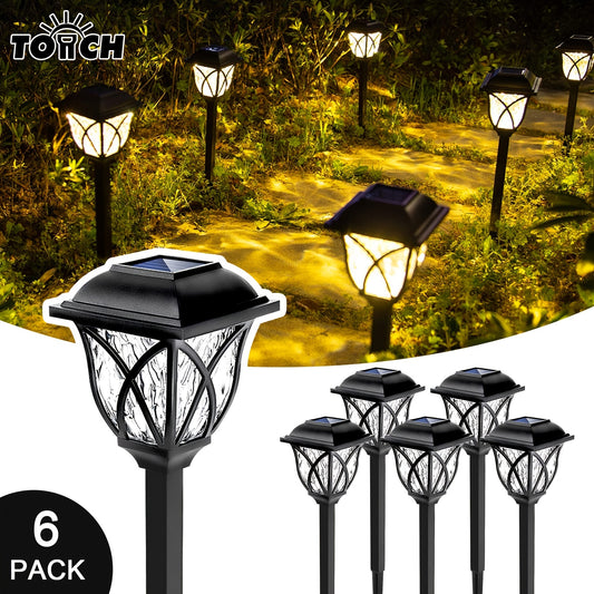 6-pack Waterproof Solar Pathway Lights for Yard, Patio, Landscape, and Walkway - Warm LED Solar Landscape Lights for Outdoor Lighting