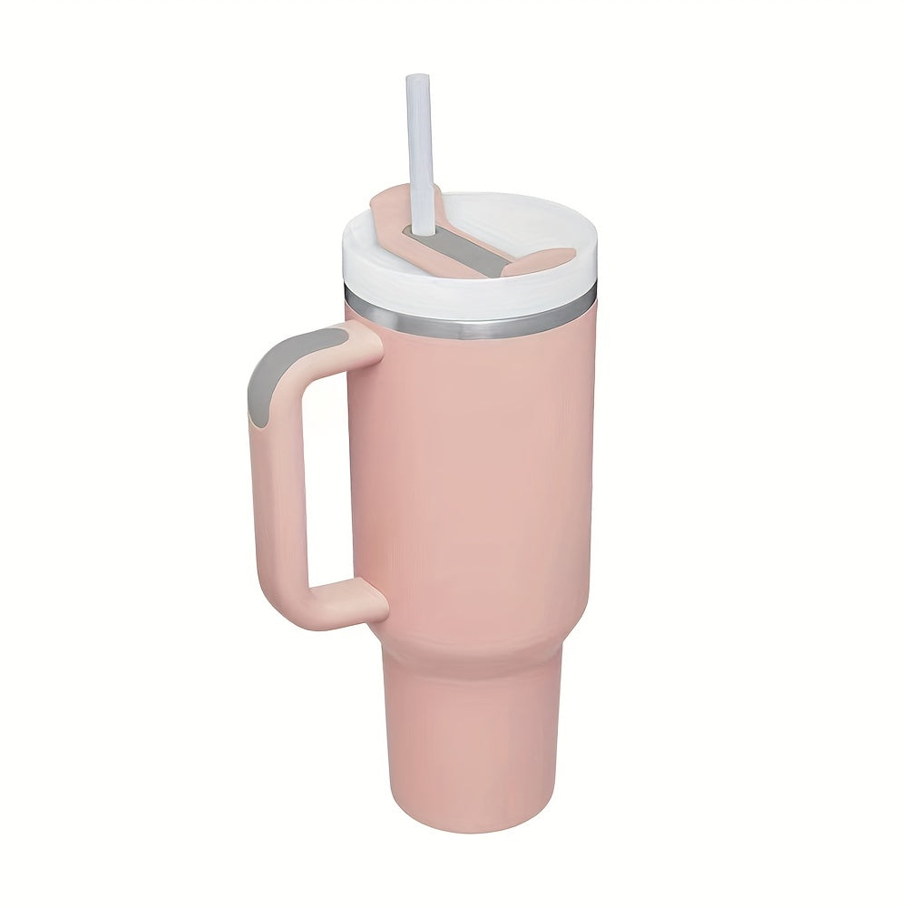 Grande tasse isolée en acier inoxydable de 40oz avec poignée portable et paille-Gardez les boissons froides pendant des heures, guidon double couche amélioré pour une prise en main confortable, conception étanche-Cadeau parfait pour les amateurs de plein 