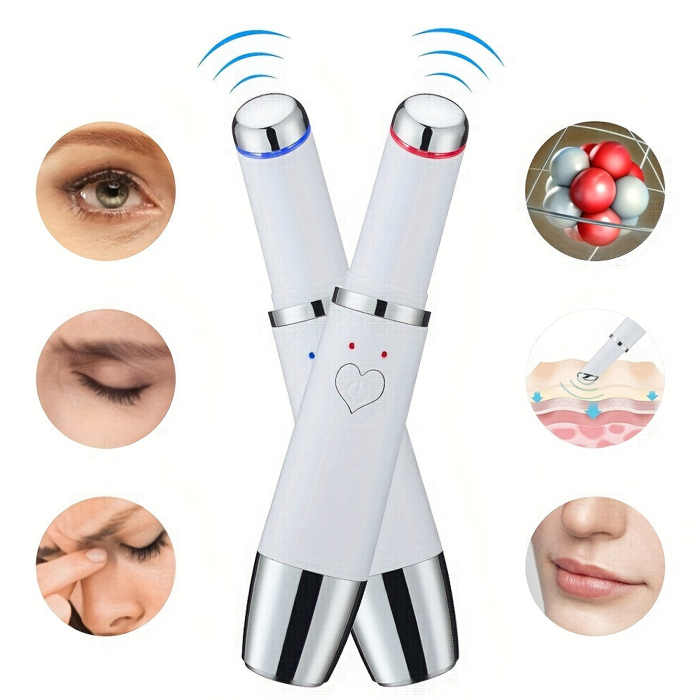 Varinha massageadora para os olhos, intensificador de creme para os olhos com calor \u002FVibração\u002FR modo de luz azul vermelha, massageador ocular recarregável USB para olheiras, bolsas para os olhos, inchaço sob os olhos, ferramenta profissional de 