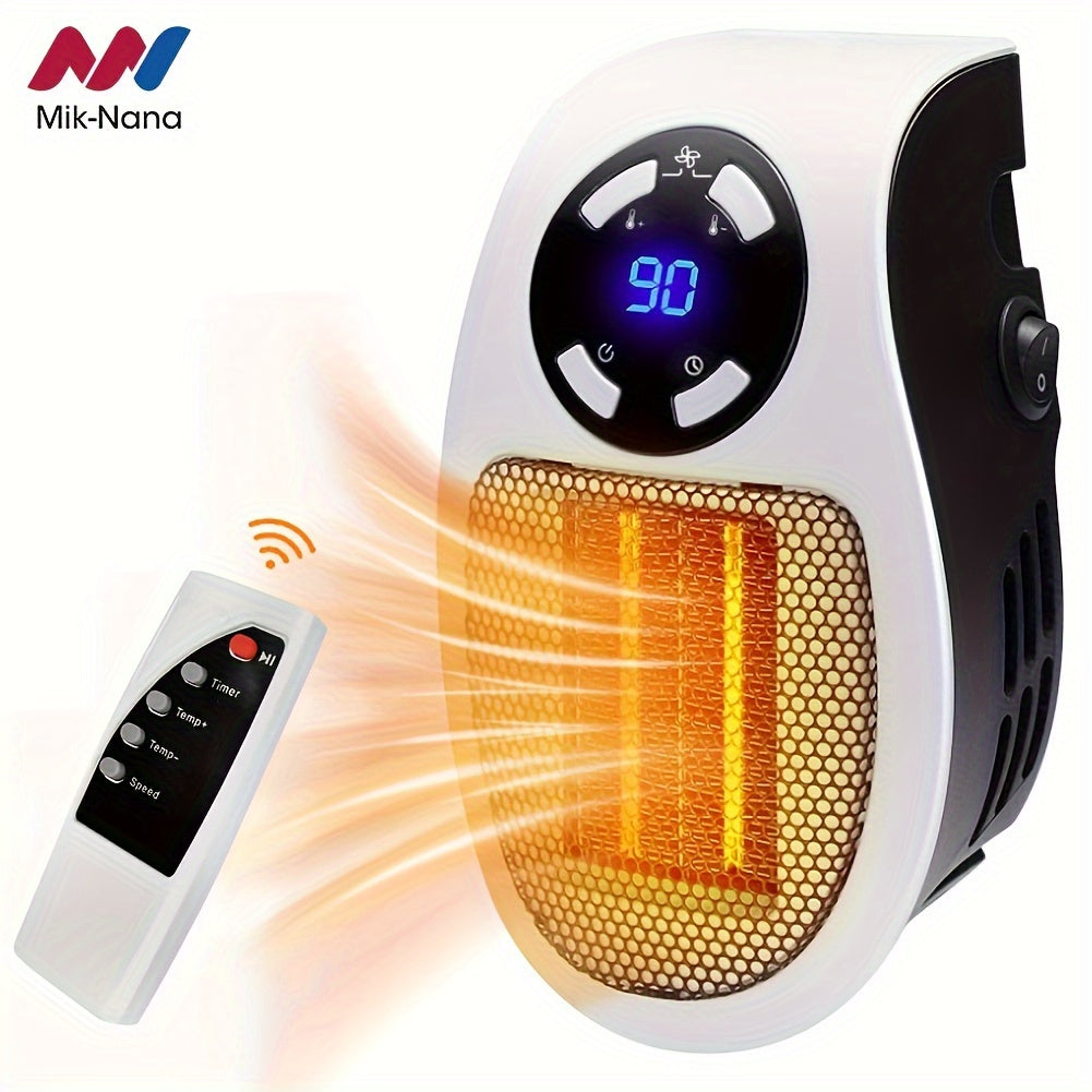 1pc, Small Heater With Heating And Fan Modes, 500W Space Heater, Wall Outlet Electric Space Heater As Seen On TV With Adjustable Thermostat And Timer And Led Display, Compact For Office Dorm Room