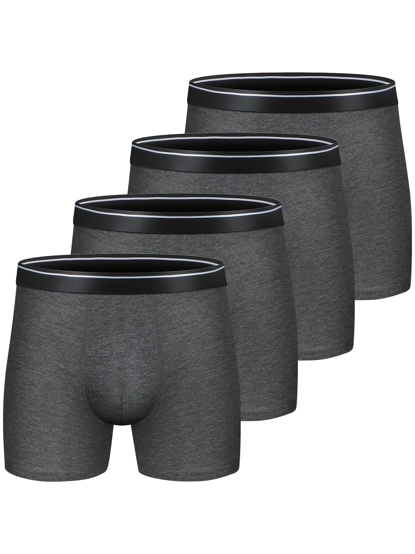 Paquete de 4 hombres de algodón transpirable cómodo suave elástico color liso calzoncillos boxer ropa interior