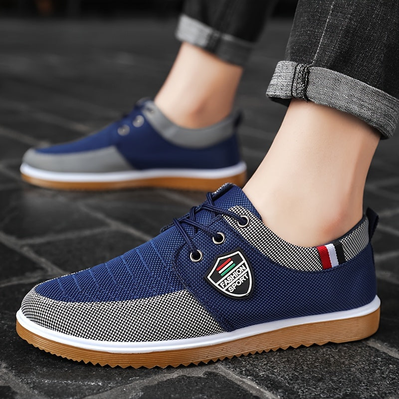 Men's Canvas Low Top Sneaker Lace-up Classic Casual Walking Shoes For Spring Summer Autumn