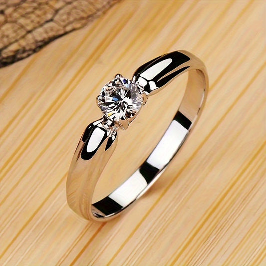 925 Sterling Silver Ring Classy Solitaire Design Inlaid Shining Zirconia High Quality Anniversary \u002F Birthday Gift For Your Love