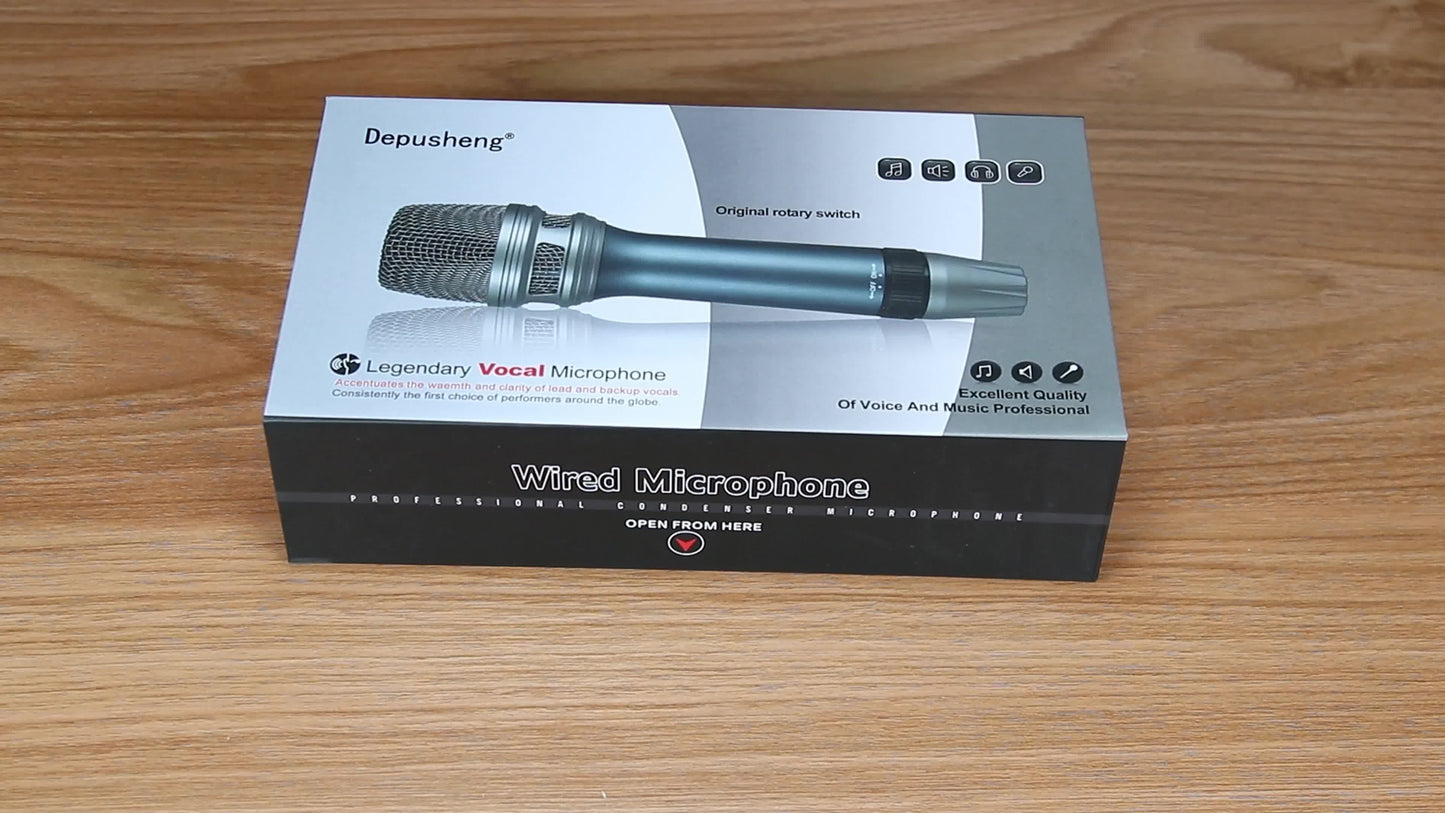 Depusheng C90 Professional Dynamic Vocal Microphone - Moving Coil Dynamic Cardioid Unidirectional Handheld Microphone With ON\u002FOFF Switch Includes 177in XLR Audio Cable To 1\u002F4'' Audio Connection