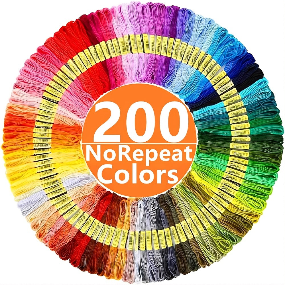 200 Colors Embroidery Thread 314.96inch Cross Stitch Thread  Sewing Skeins Embroidery Floss Kit DIY Sewing Thread