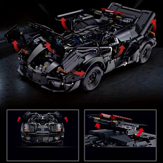 4290pcs Black Supercar 1:8 Racing Toy, Cool Birthday Gift, Diy Christmas Halloween Gift