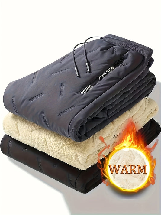 Calças forradas de lã quente de inverno masculinas esportes ao ar livre acampamento calças retas calças de caminhada engrossar calças térmicas