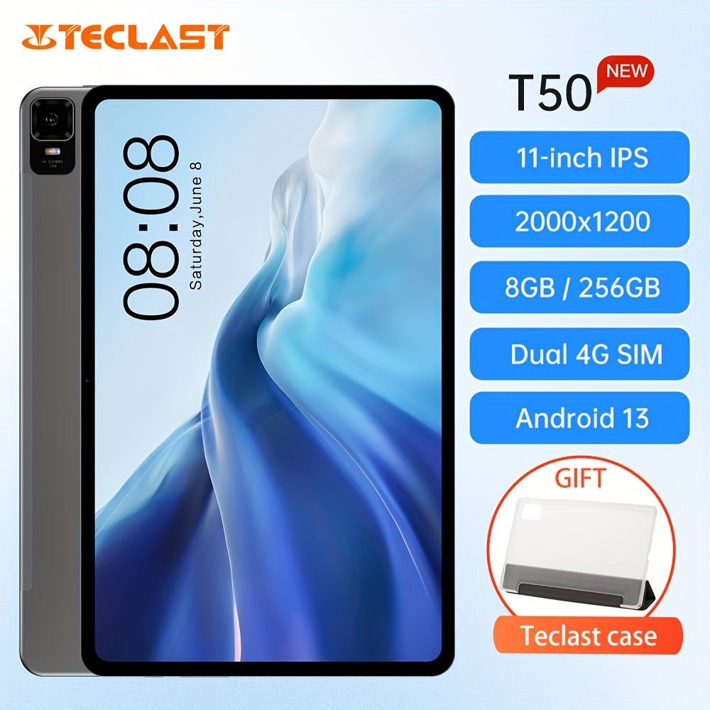 Teclast T50 Tablet PC 11 Inch  2K TDDI Fully Laminated T616 8-Core  8+8GB RAM 256GB ROM With 1TB Expand,  LTE Support Dual SIM Android 13 Tablet  7500mAh Battery 18W PD Fast Charging  Google GMS Certified Wi-Fi Tablet , 8MP+20MP Rear Cameras